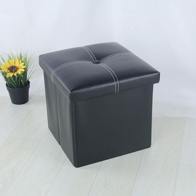 12 inch Non-slip Foldable Ottoman Storage Stool Leather Footstool Storage Box Small Sofa Chair Bench Box Home Organizers Box - immagine 7