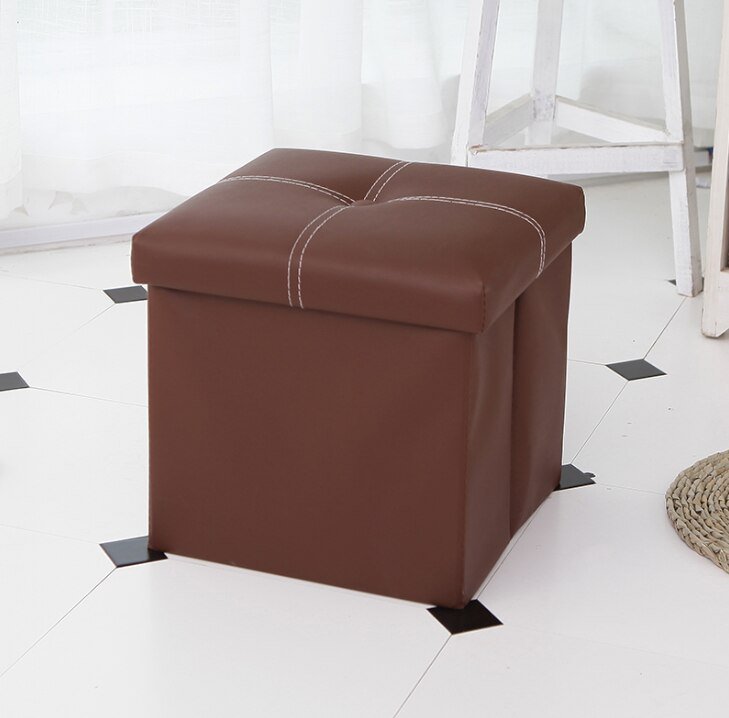 12 inch Non-slip Foldable Ottoman Storage Stool Leather Footstool Storage Box Small Sofa Chair Bench Box Home Organizers Box - immagine 9