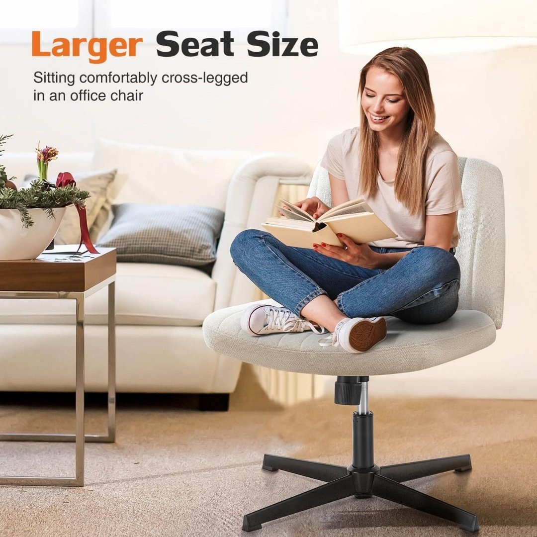 Cross-Legged Chair,No Wheels Armless Swivel Home Office Chair - immagine 9